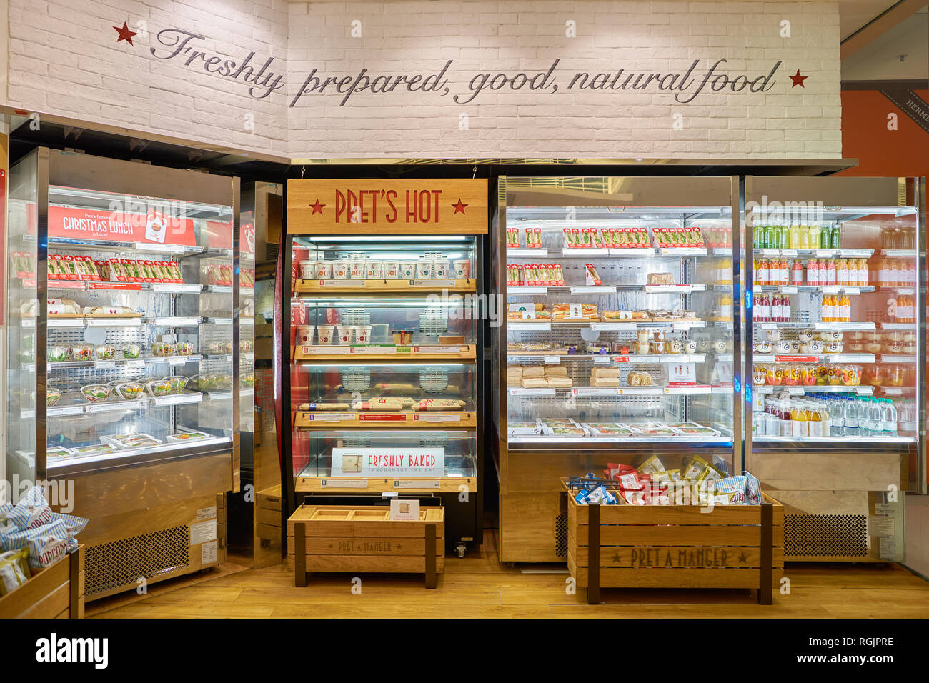 HONG KONG - CIRCA NOVEMBER, 2016: Pret a Manger at the Elements shopping mall in Hong Kong. Pret a Manger is a sandwich shop chain based in the United Stock Photo