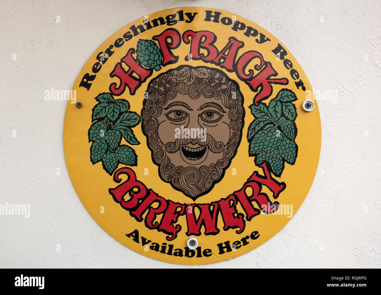 Hopback Brewery mental sign and logo Stock Photo