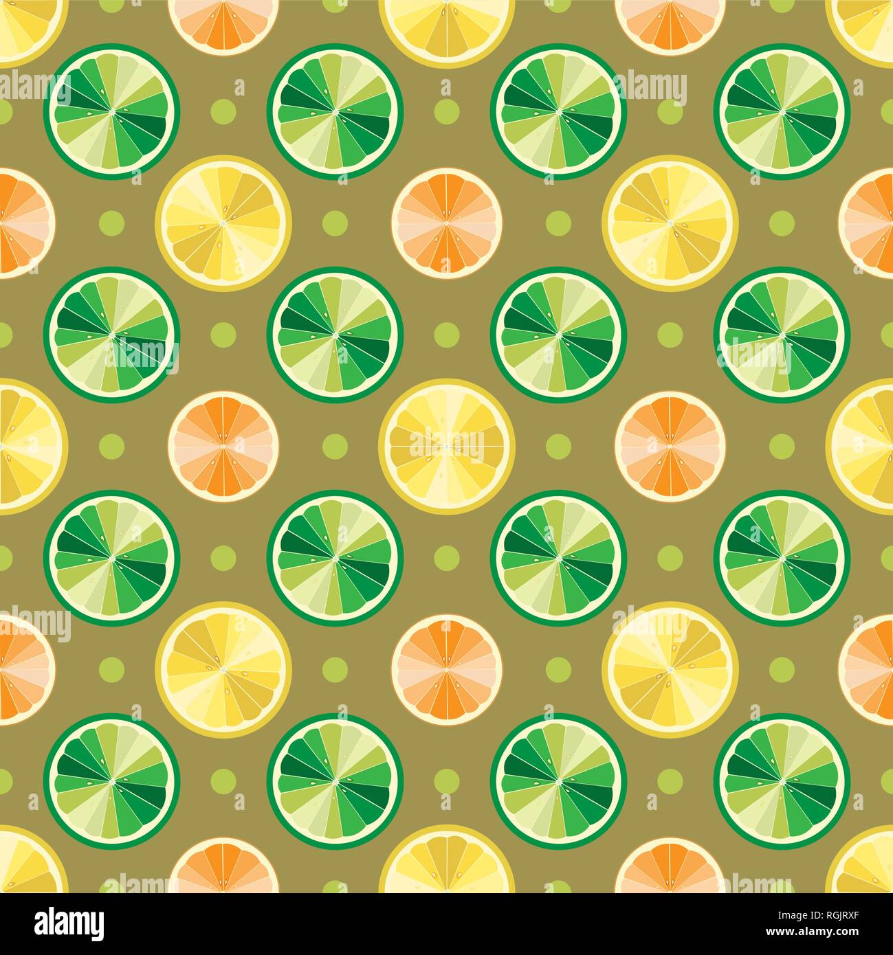 Seamless pattern with lemon, lime and orange slice vector illustration ...