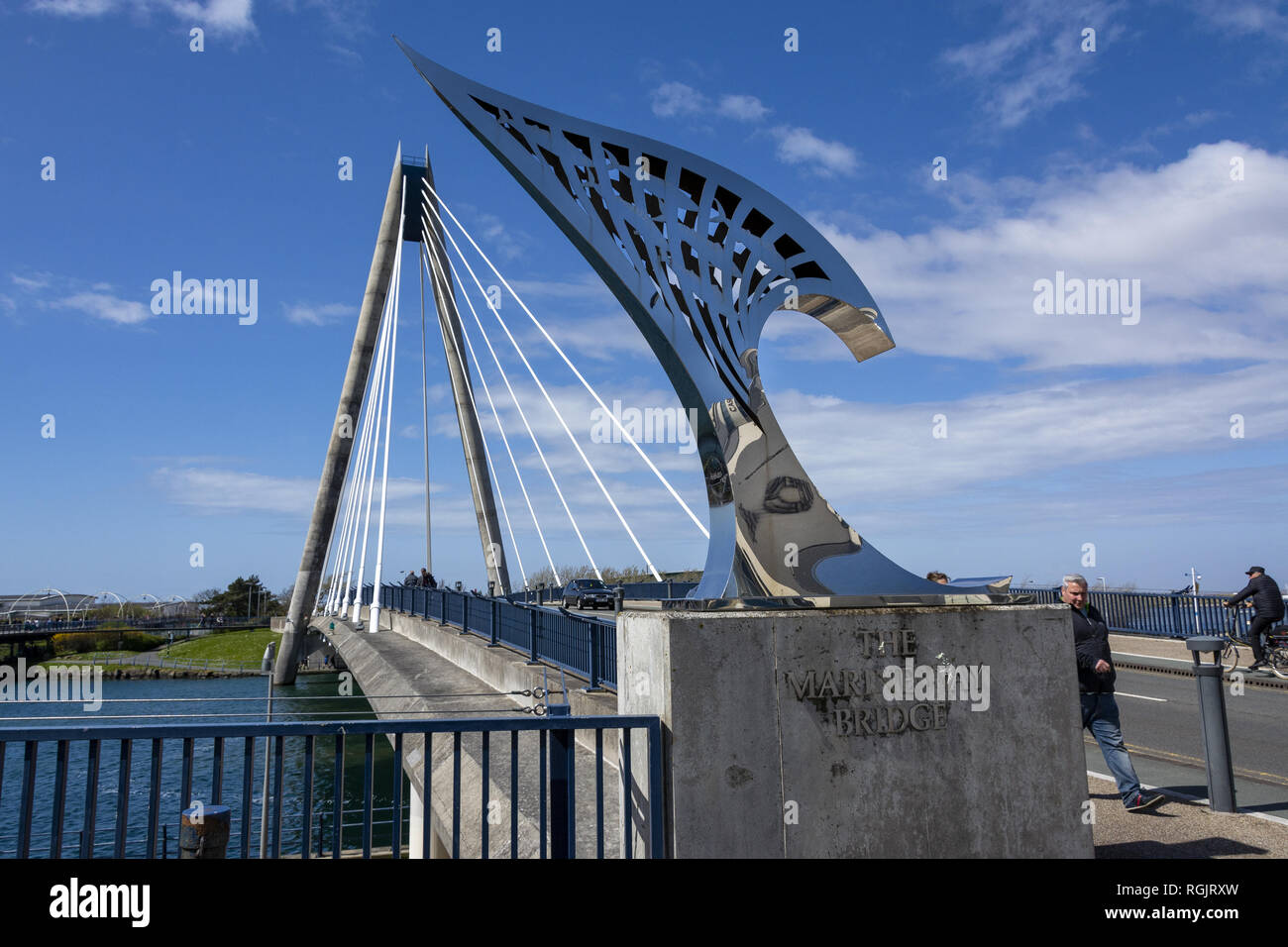 The Marine Way Bridge in Southport, England. Designed by Babtie with architect Nicol Russell Studios and was opened in 2004 Stock Photo