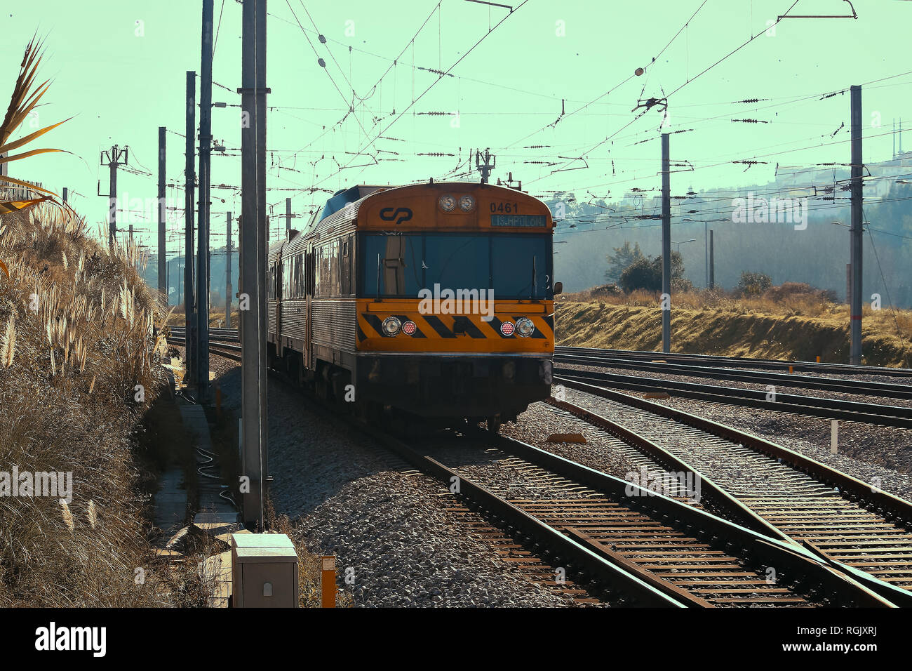 Train, Train railroad of Sintra to Lisbon, transportation, Portugal Stock Photo Alamy