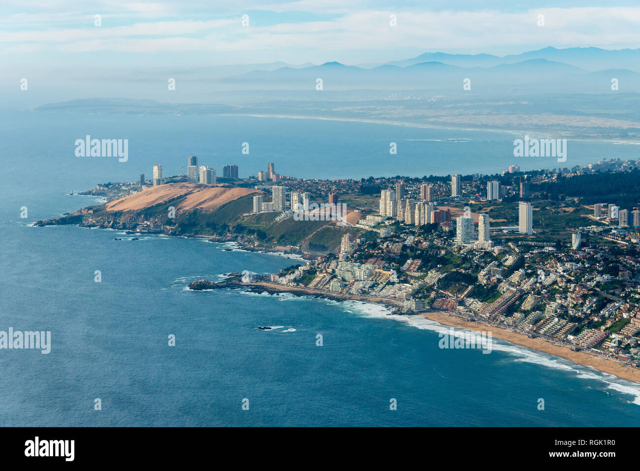 Aerial View over Reñaca and Concon, Chile Stock Photo - Alamy