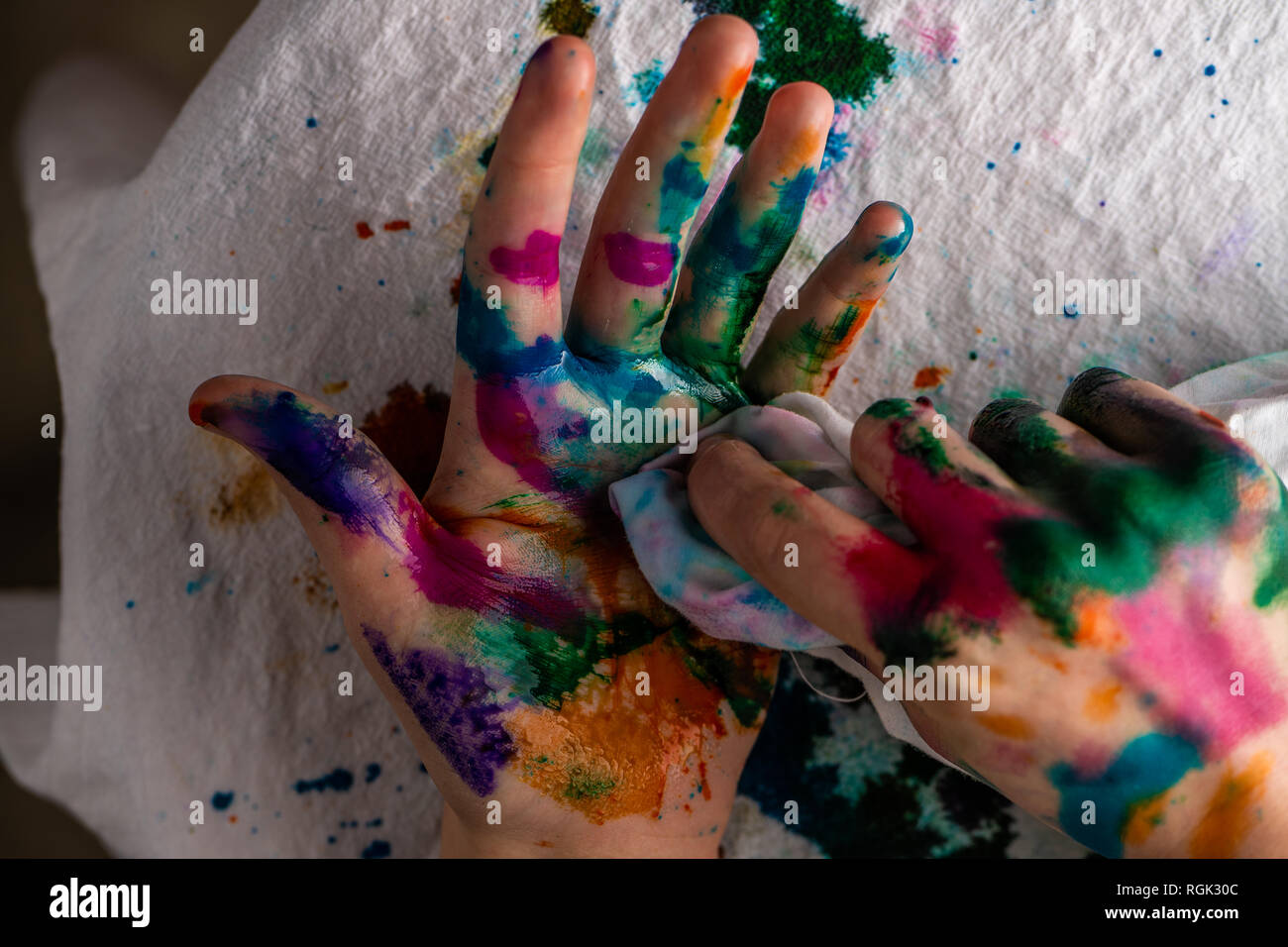The Child's Hand Is Smeared With White Slime Stock Photo, Picture and  Royalty Free Image. Image 153580432.