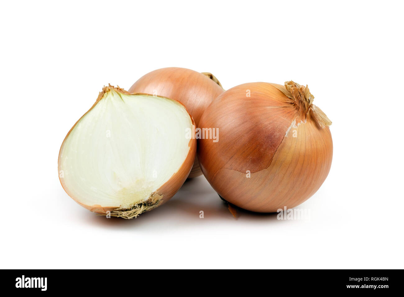 Ripe yellow onion on a white background Stock Photo