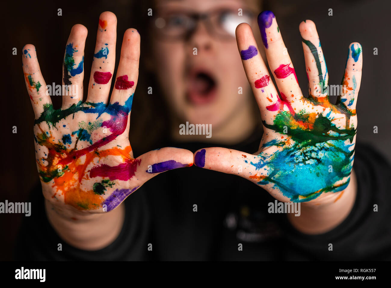 Slime covered hands hi-res stock photography and images - Alamy