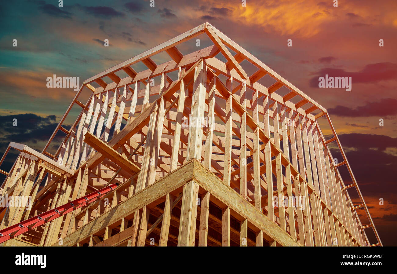 wood building residential New house ... frame construction house frame ... residential building construction New wood