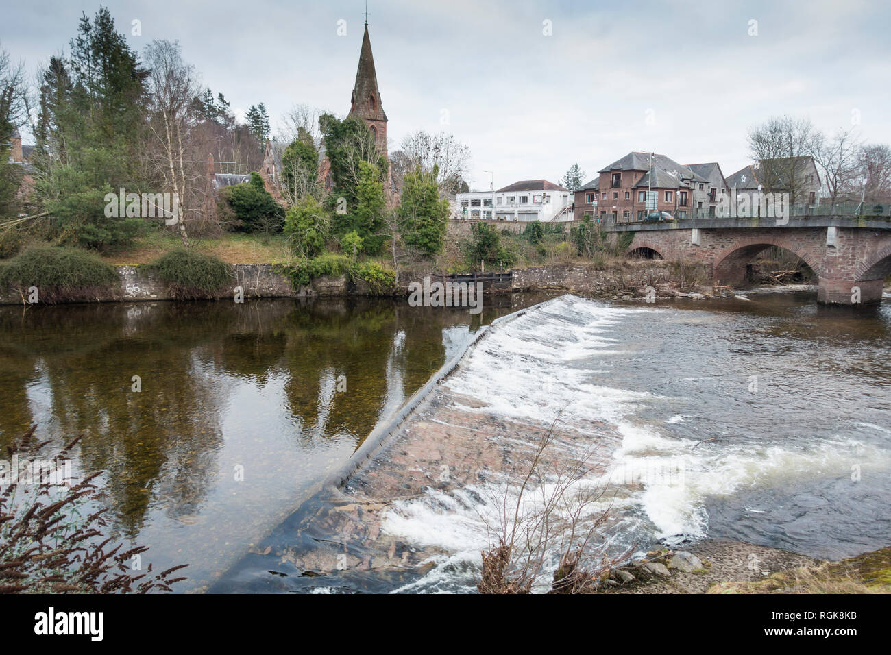 View of the River Ericht in Blairgowrie, Perthshire, Scotland, UK Stock