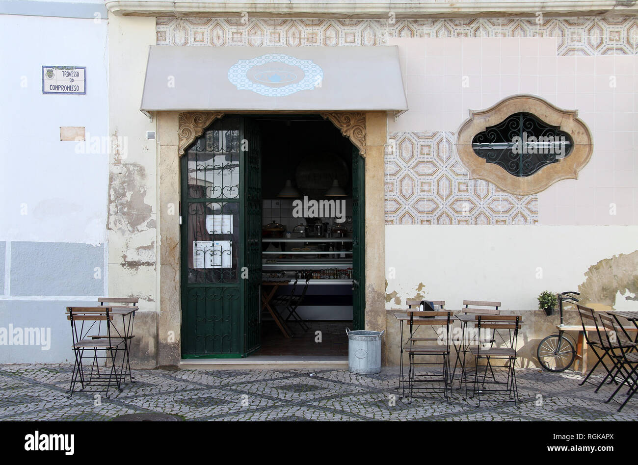 Street cafe at Olhao in the Algarve Stock Photo Alamy