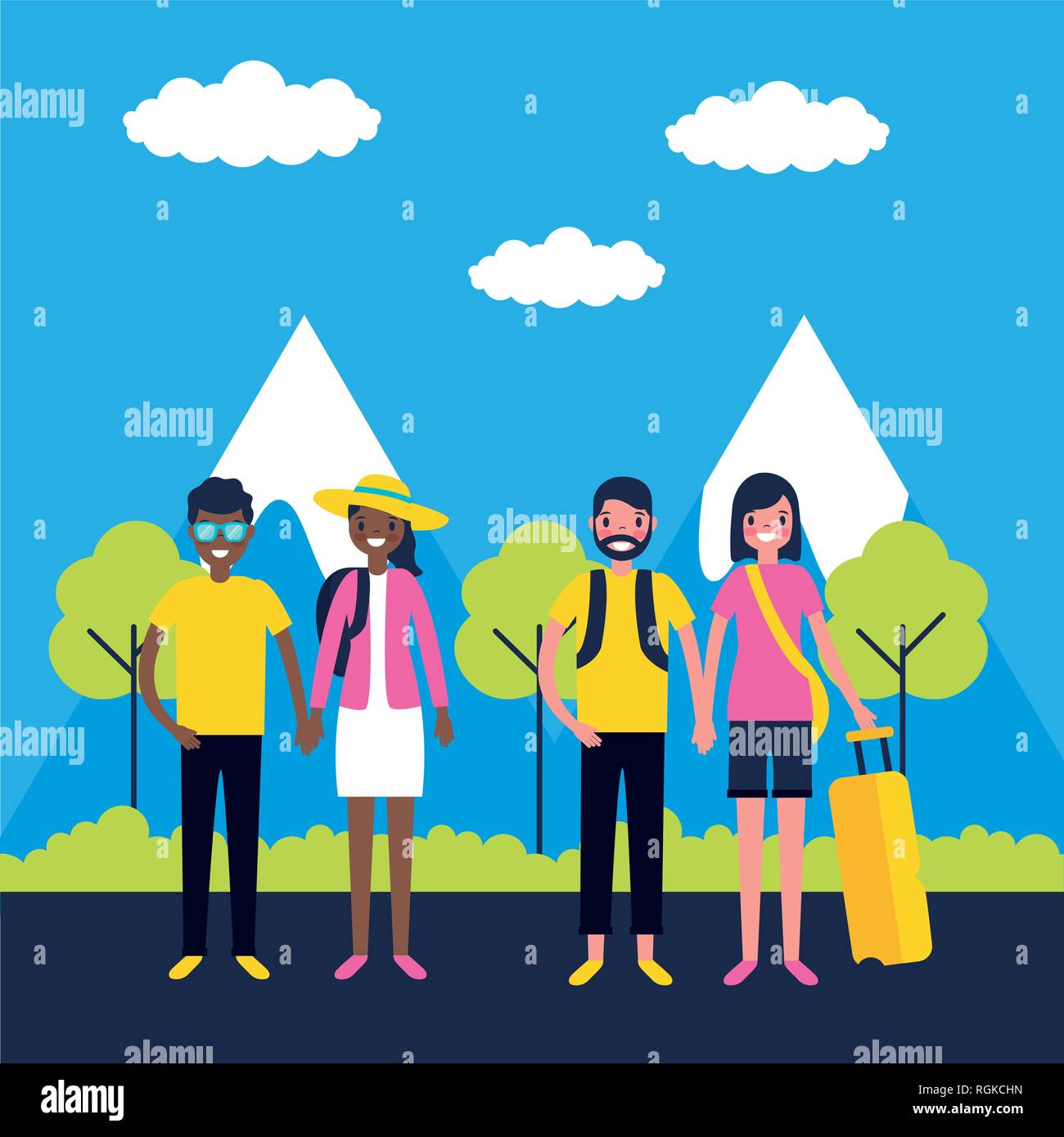 outdoor family vacations Stock Vector