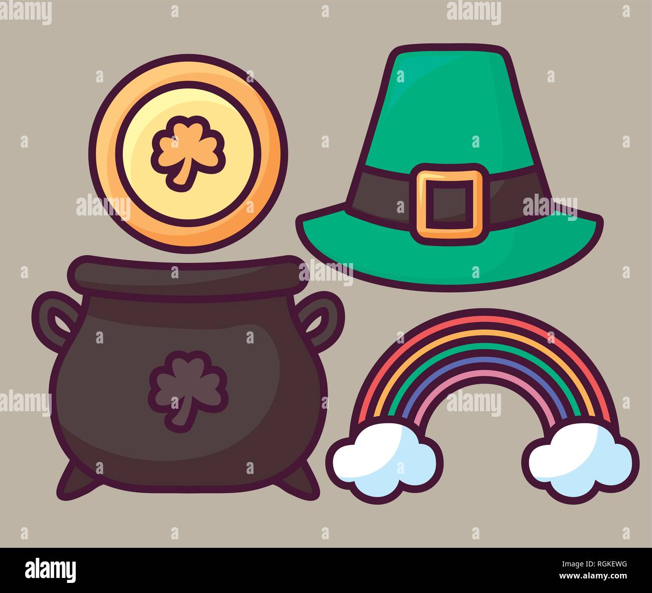 leprechaun cauldron with set icons vector illustration design Stock ...