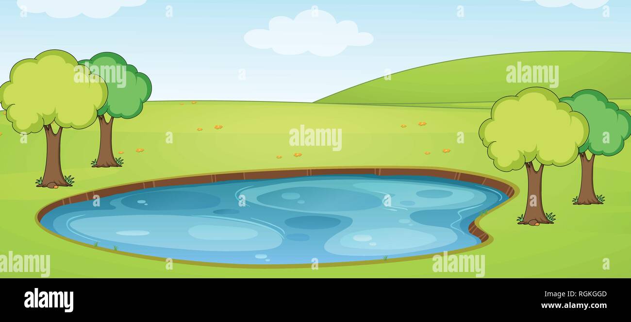 A flat nature landscape illustration Stock Vector Image & Art - Alamy