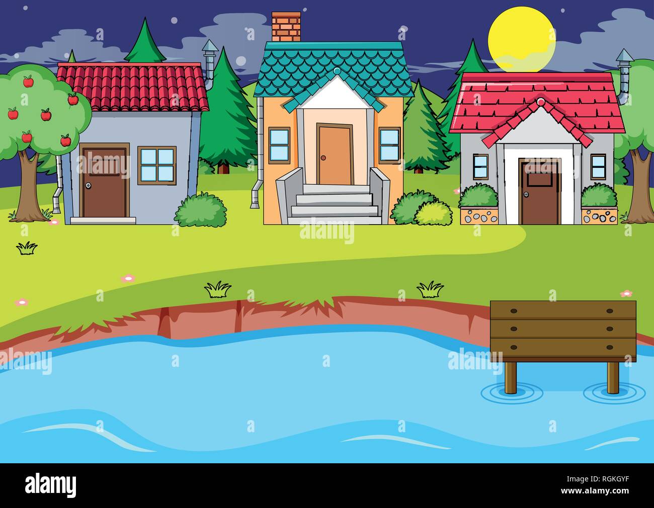 A rural house village illustration Stock Vector Image & Art - Alamy