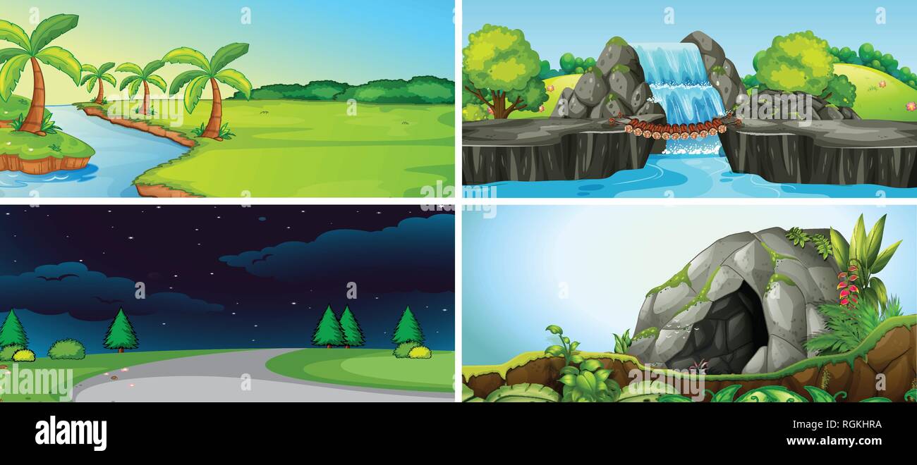 Set of nature landscape illustration Stock Vector Image & Art - Alamy