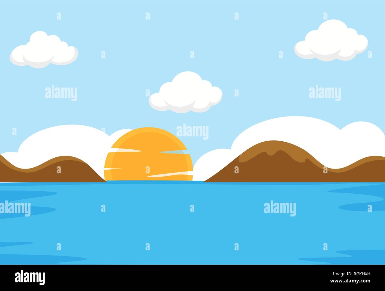 A flat sea scene illustration Stock Vector Image & Art - Alamy