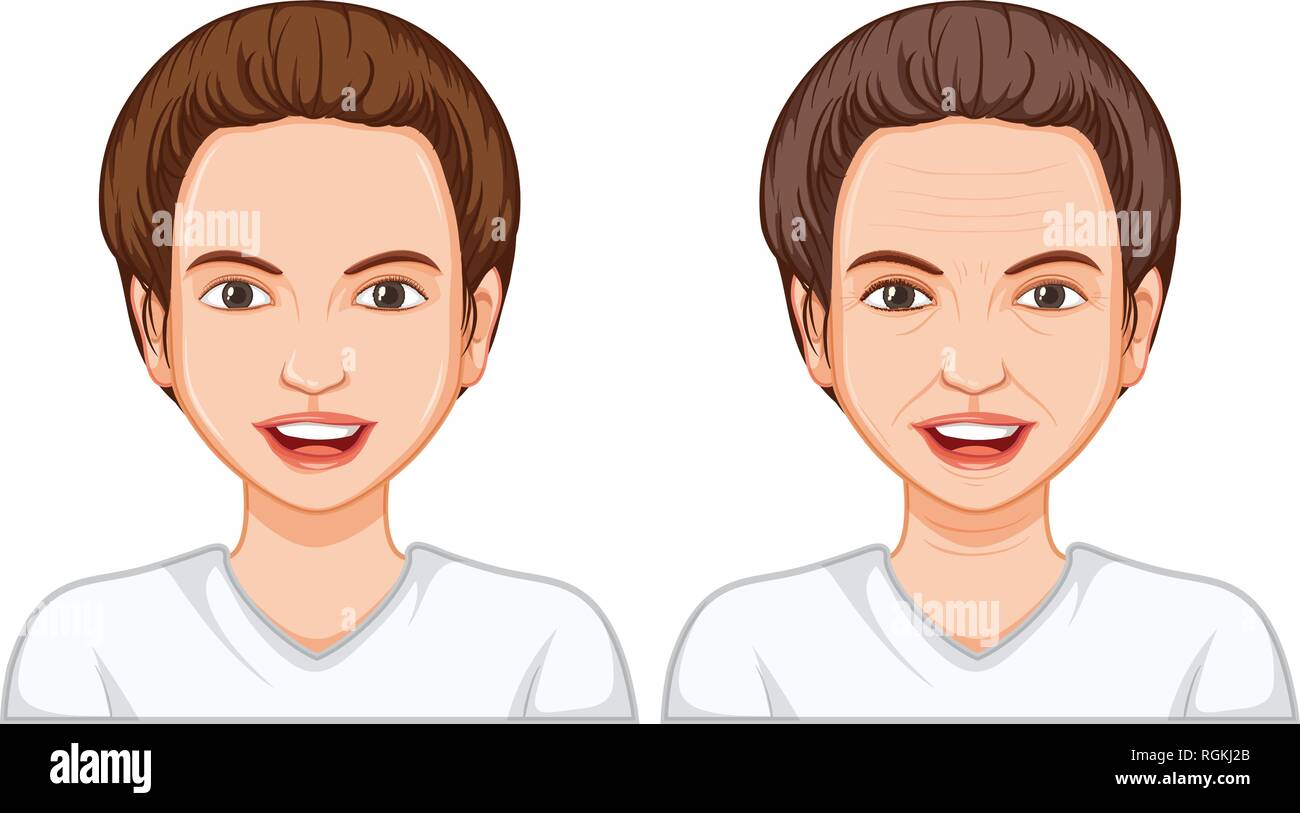 Young and old woman face illustration Stock Vector Image &amp; Art - Alamy