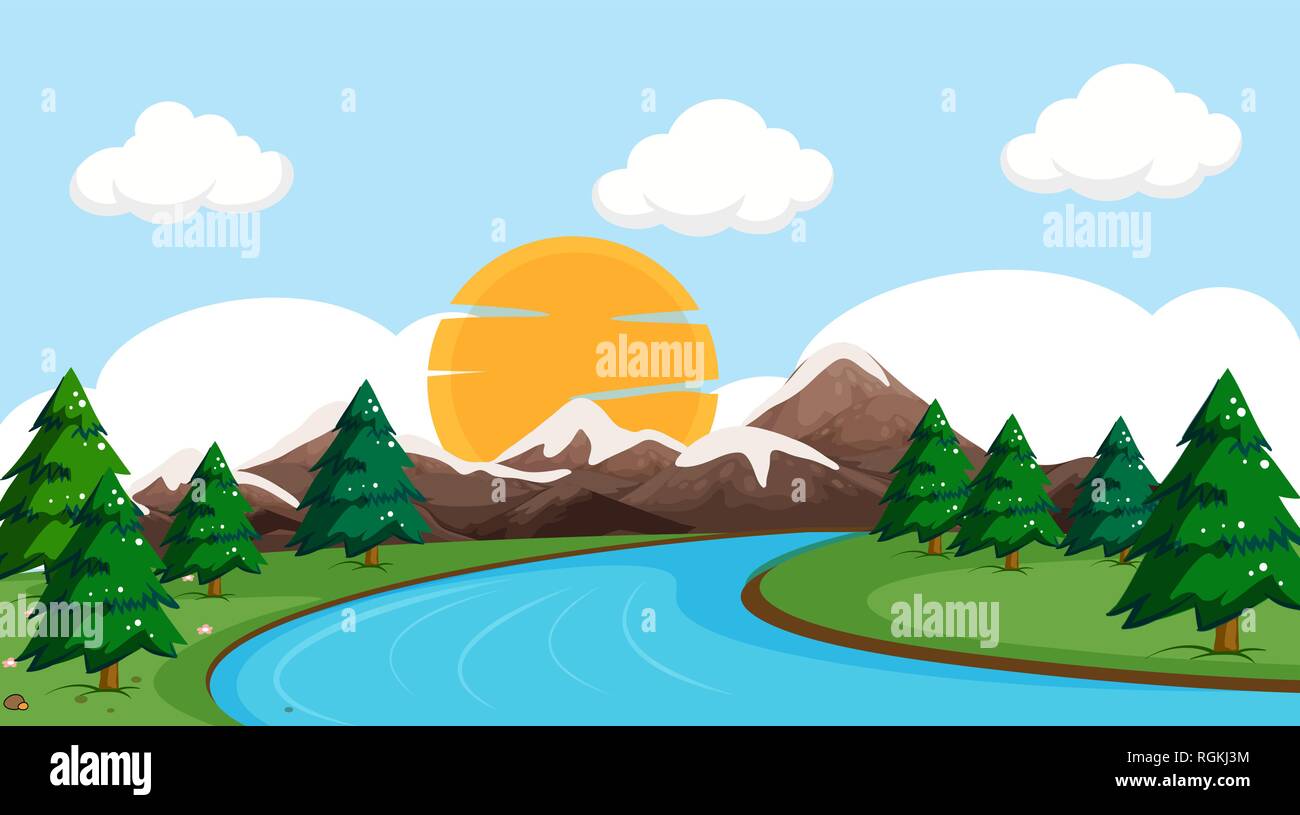 A flat nature landscape illustration Stock Vector Image & Art - Alamy