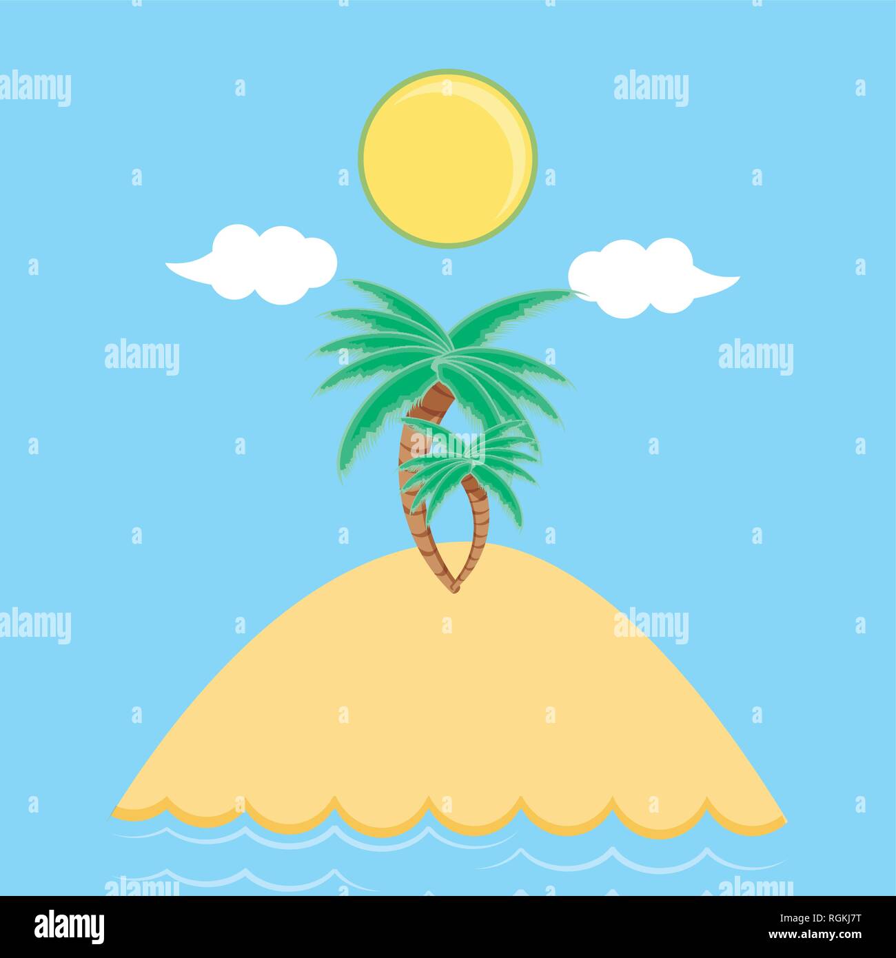 seascape beach with palms vector illustration design Stock Vector Image ...