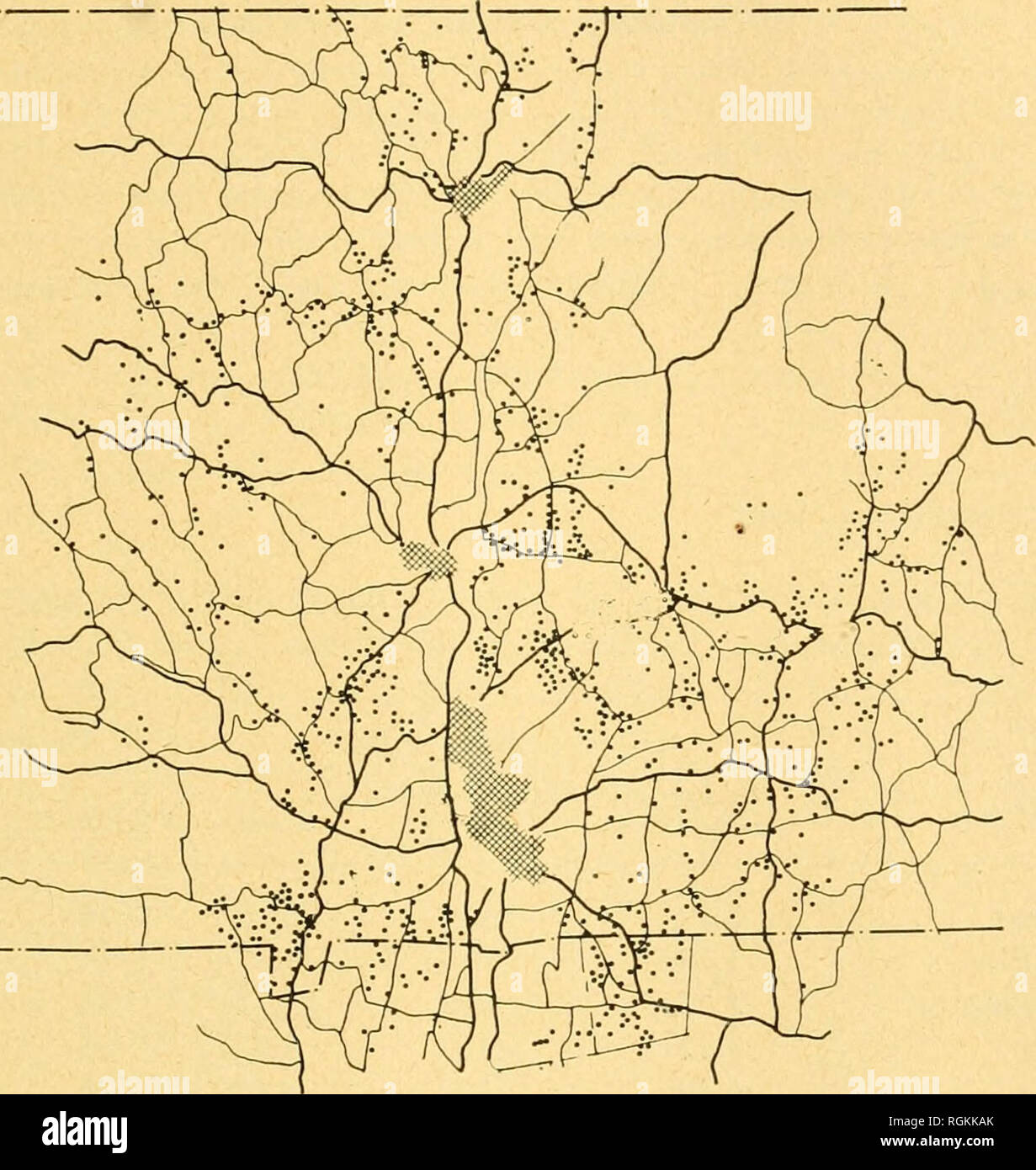 . Bulletin - Massachusetts Agricultural Experiment Station. Agriculture -- Massachusetts. THE SPRINGFIELD MILKSHED. Figure 2. Location of Farms in the Springfield-Holyoke Chicopee Milkshed in Relation to Roads, 1935 marketing. The region from which Springfield and contiguous municipalities draw their milk supply is on the east a source for Worcester; on the south, for Hartford, Connecticut; on the north, for Boston; and throughout, for the small markets within the larger shed. The overlapping is shown in figure 1. Disposal of Commercial Production Based on the shipments of 1853 full-time dairy Stock Photo