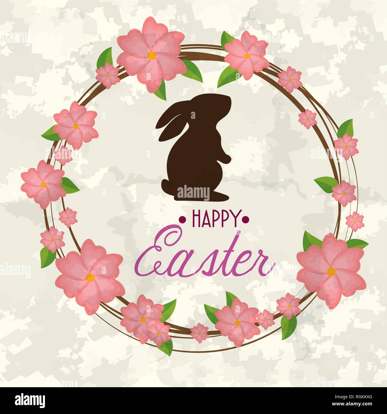 rabbit with flowers plants to happy easter Stock Vector Image Art Alamy