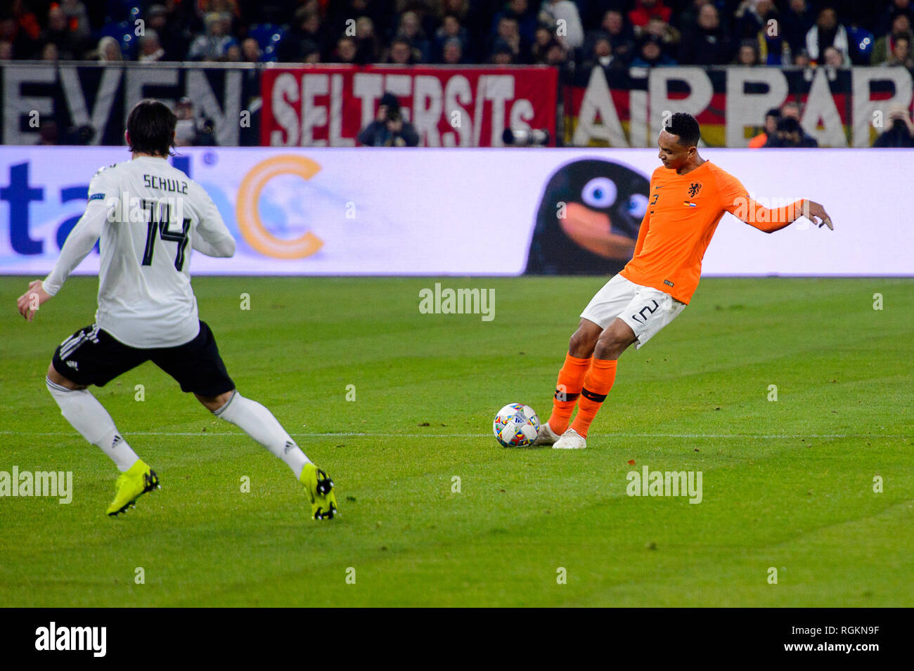 GELSENKIRCHEN - NOV 19, 2018: Kenny Tete 2. Germany - Netherlands. UEFA Nations League. Schalke 04 stadium. Stock Photo