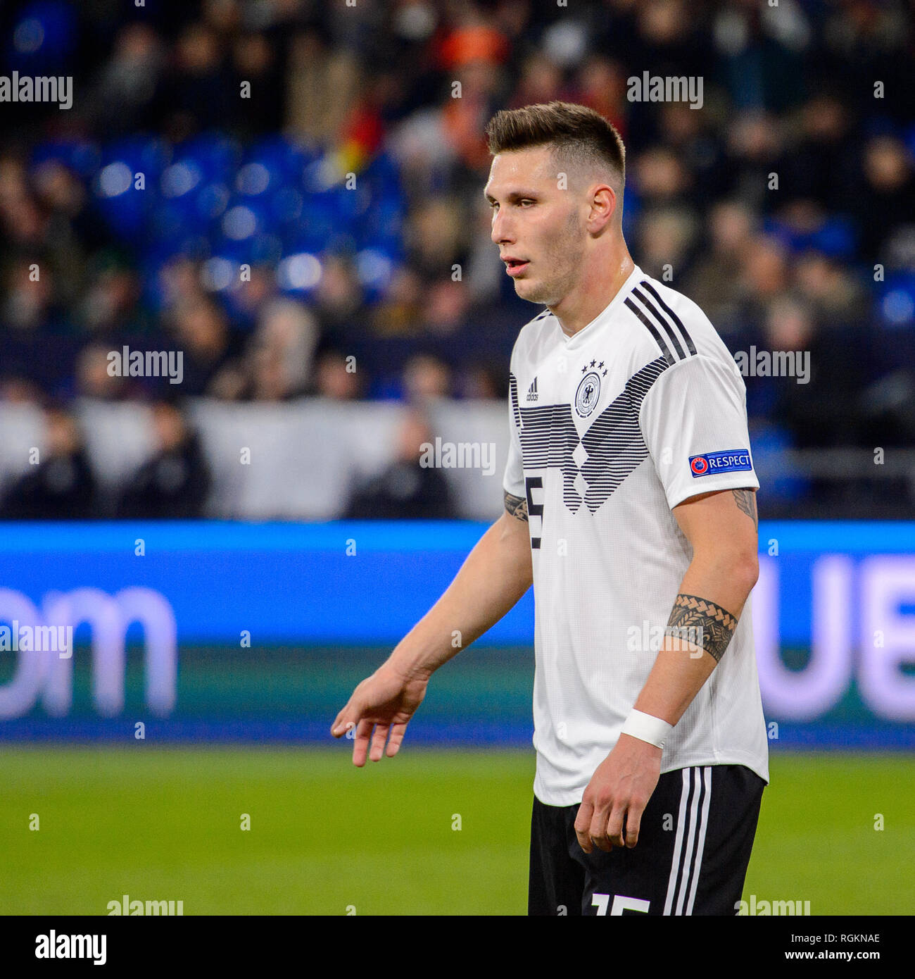 GELSENKIRCHEN - NOV 19, 2018: Niklas Sule 15. Germany - Netherlands. UEFA Nations League. Schalke 04 stadium. Stock Photo