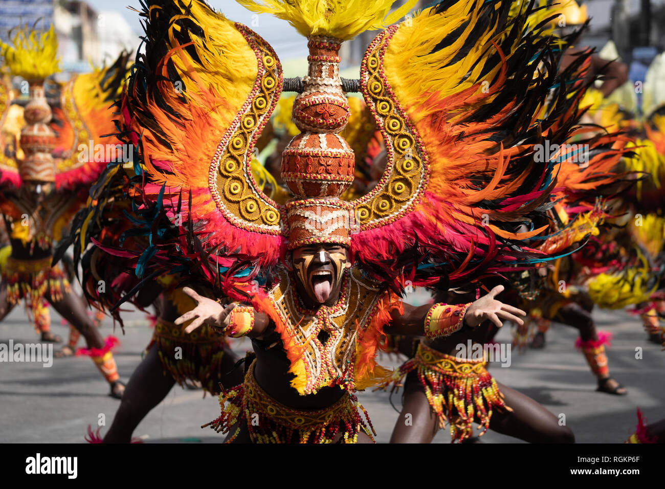 27/01/2019 Iloilo City,Philippines.The culmination of Dinagyang,one of the most vibrant annual street dancing festivals in the Philippines took place  Stock Photo