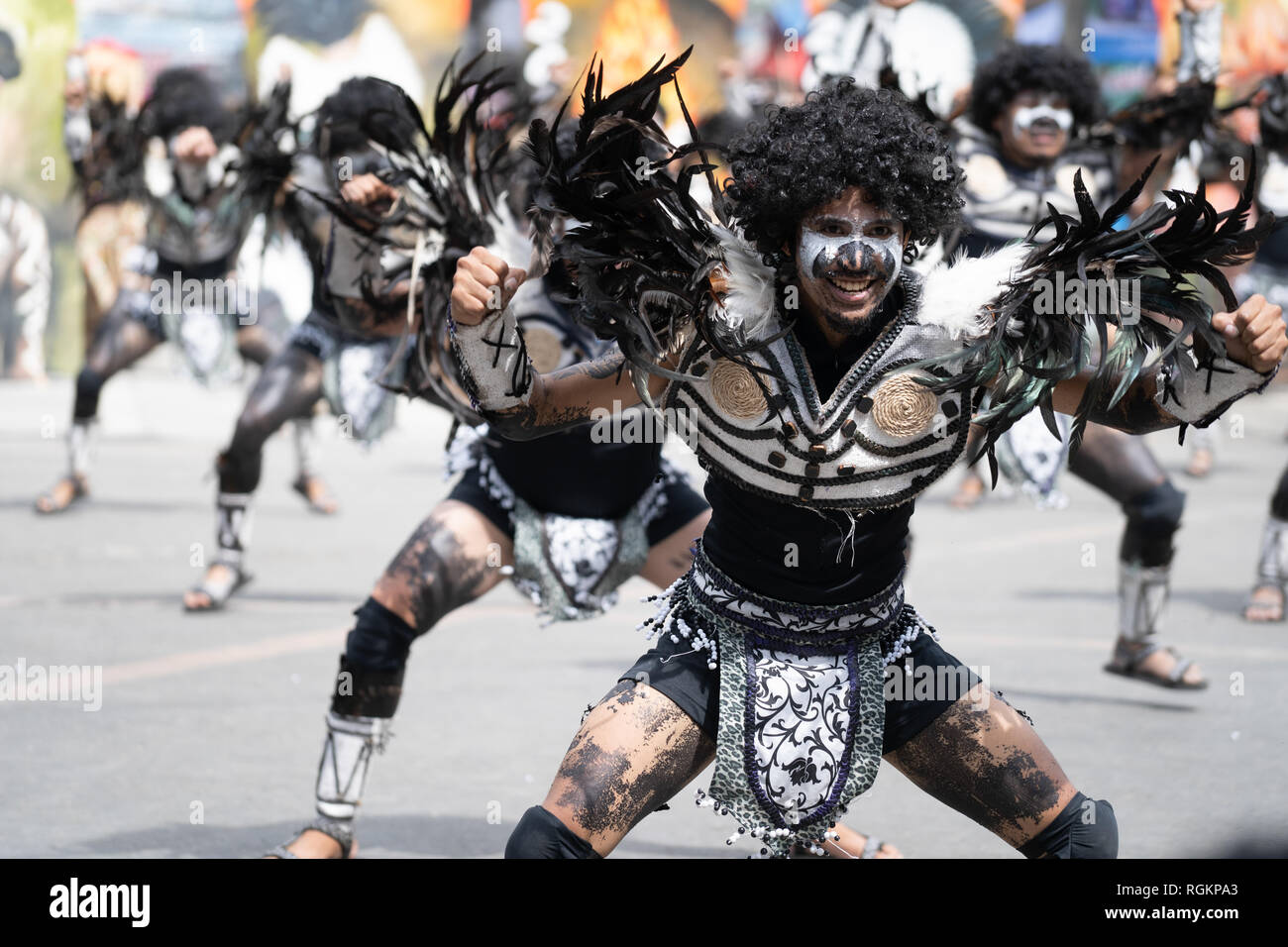 27/01/2019 Iloilo City,Philippines.The culmination of Dinagyang,one of the most vibrant annual street dancing festivals in the Philippines took place  Stock Photo