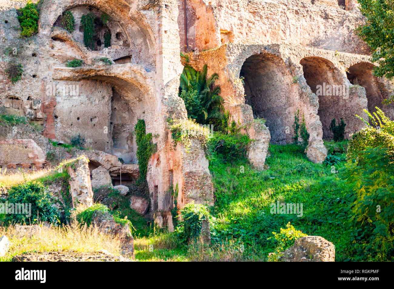 Ancient Roman ruins and remains of a famous palaces and buildings at