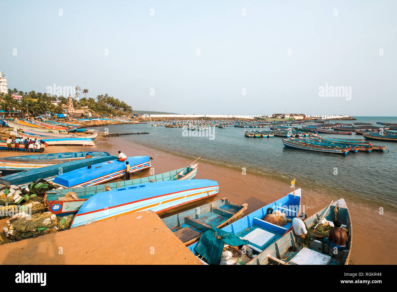 Vizhinjam fishing harbour, India. Stock Photo