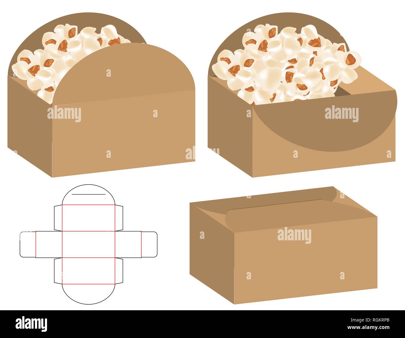 Box packaging die cut template design. 3d mock-up Stock Vector