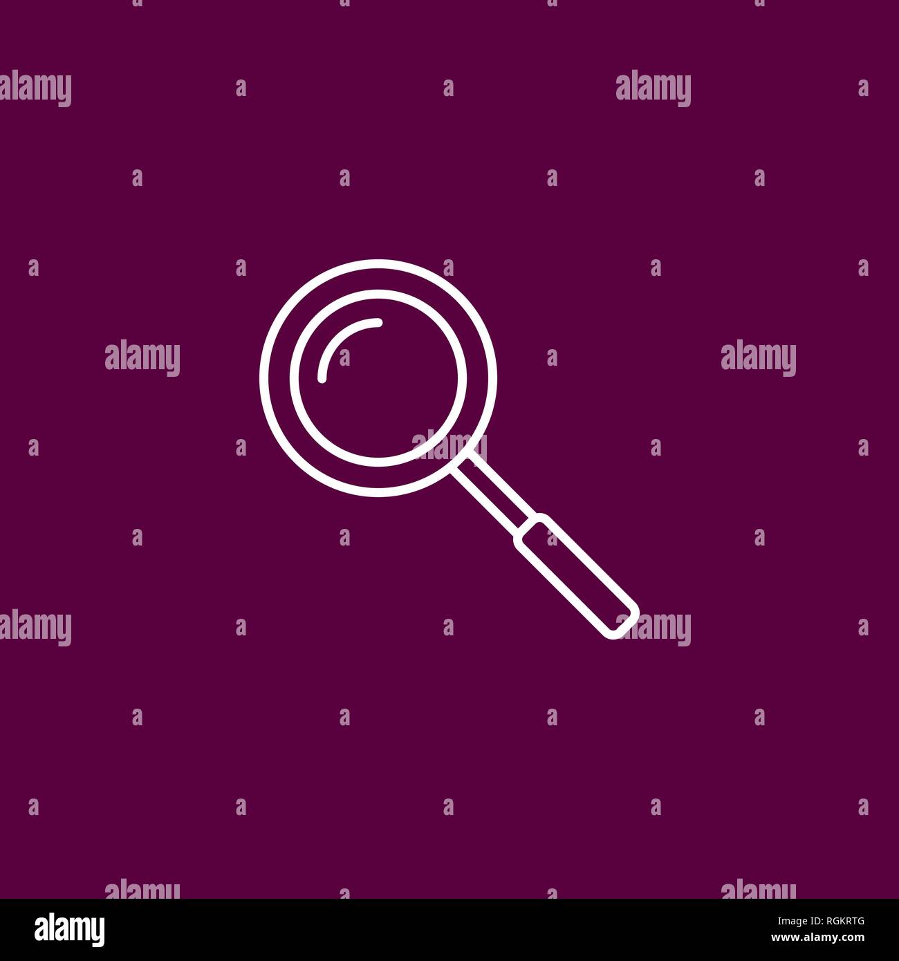 Outline search icon on crimson/purple/pink background. Vector illustration, EPS10. Stock Vector