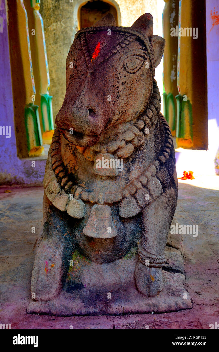 Lord Nandi, Pandeshwar Temple, Yavat, Maharashtra, India Stock Photo
