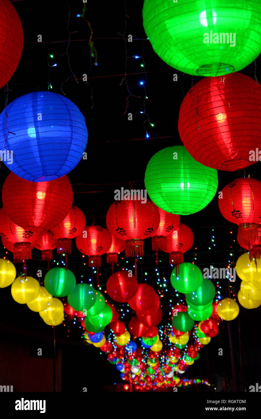 various color chinese lanterns Stock Photo Alamy