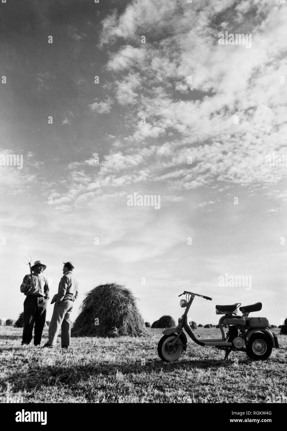 motorcycle, farmers, italy 1960-70 Stock Photo