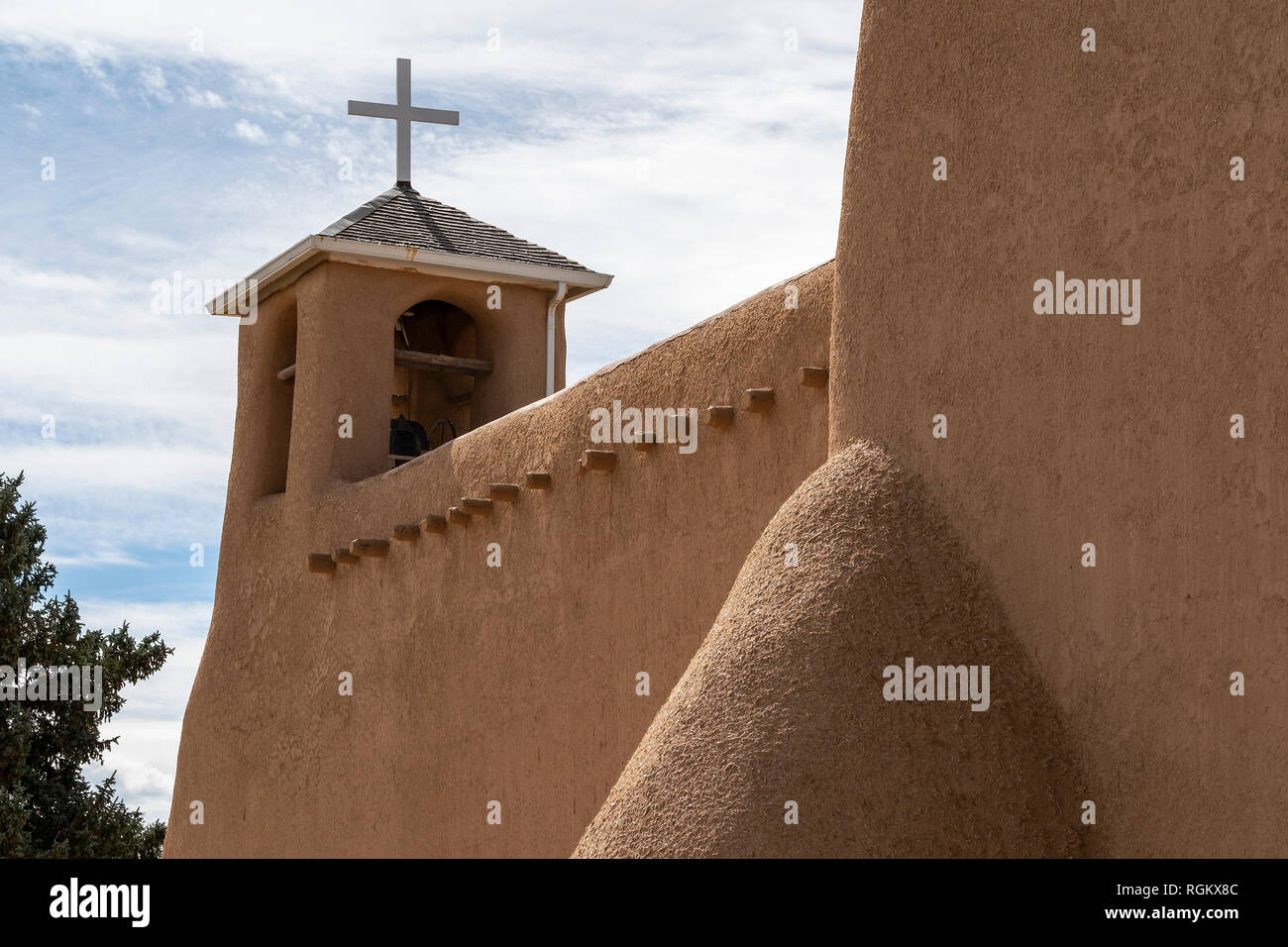 The adobe San Francisco de Asis church in Ranchos de Taos, New Mexico, USA Stock Photo
