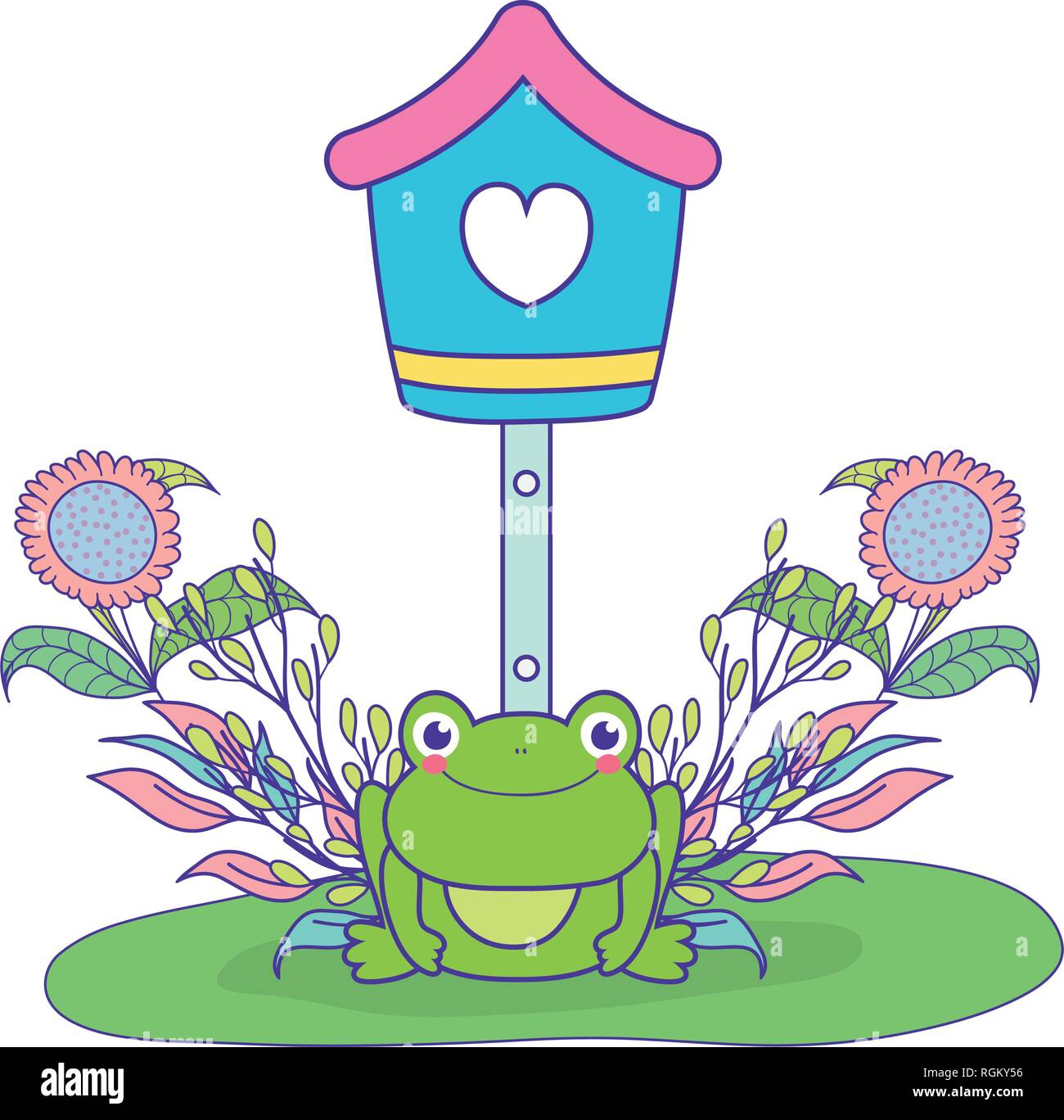 cute toad in the landscape with birdhouse Stock Vector Image & Art - Alamy