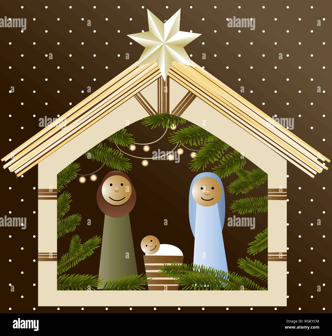 Nativity scene with Holy Family Stock Vector Image & Art - Alamy