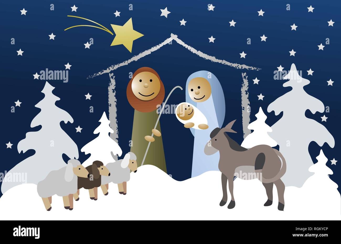 Nativity scene with Holy Family Stock Vector Image & Art - Alamy