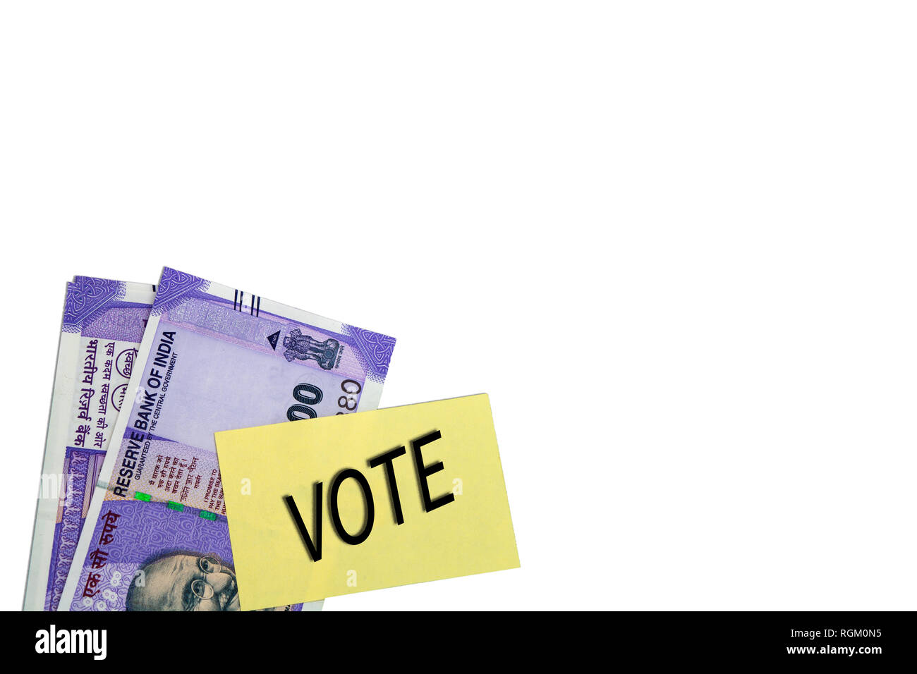 political corruption in India and concept the purchase of votes in elections on isolated background. Stock Photo
