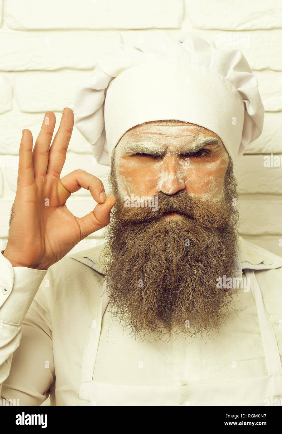 Man with flour on face Stock Photo Alamy