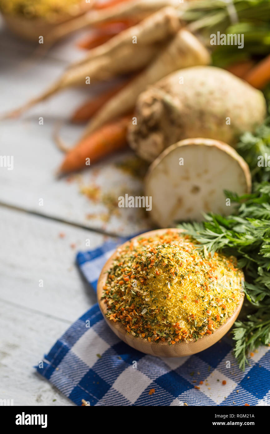 Seasoning spices condiment vegeta from dehydrated carrot parsley celery