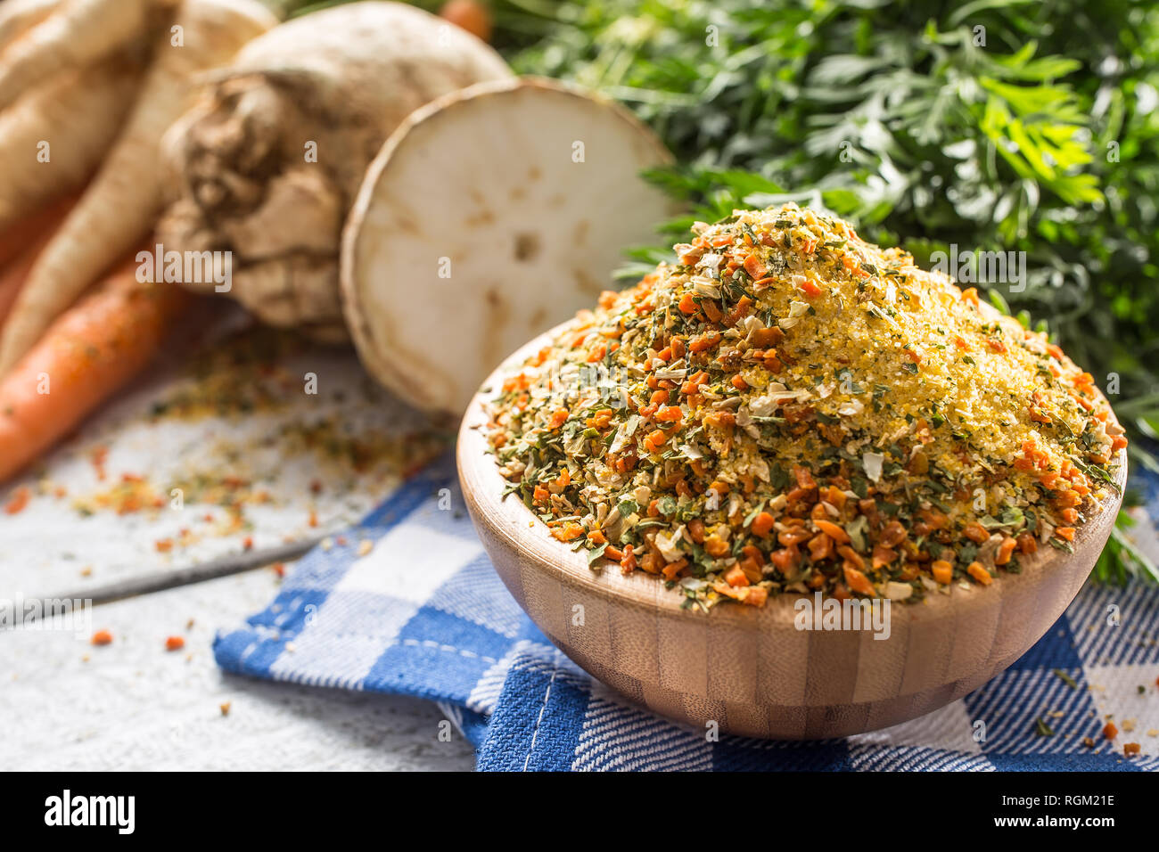 Seasoning spices condiment vegeta from dehydrated carrot parsley celery