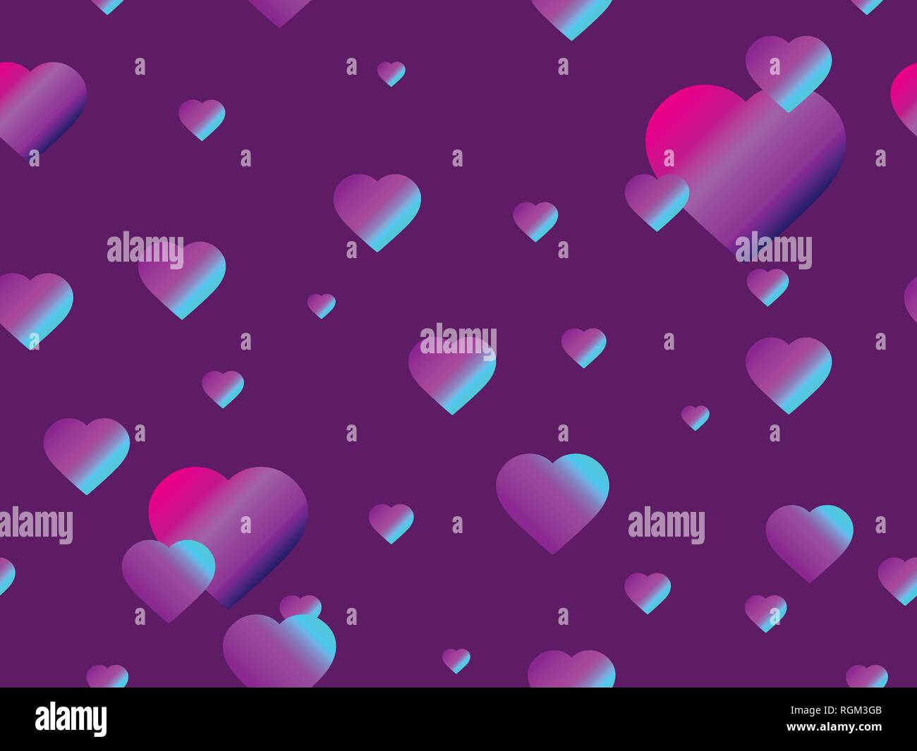 Hearts seamless pattern with purple gradient. Futuristic modern trend ...
