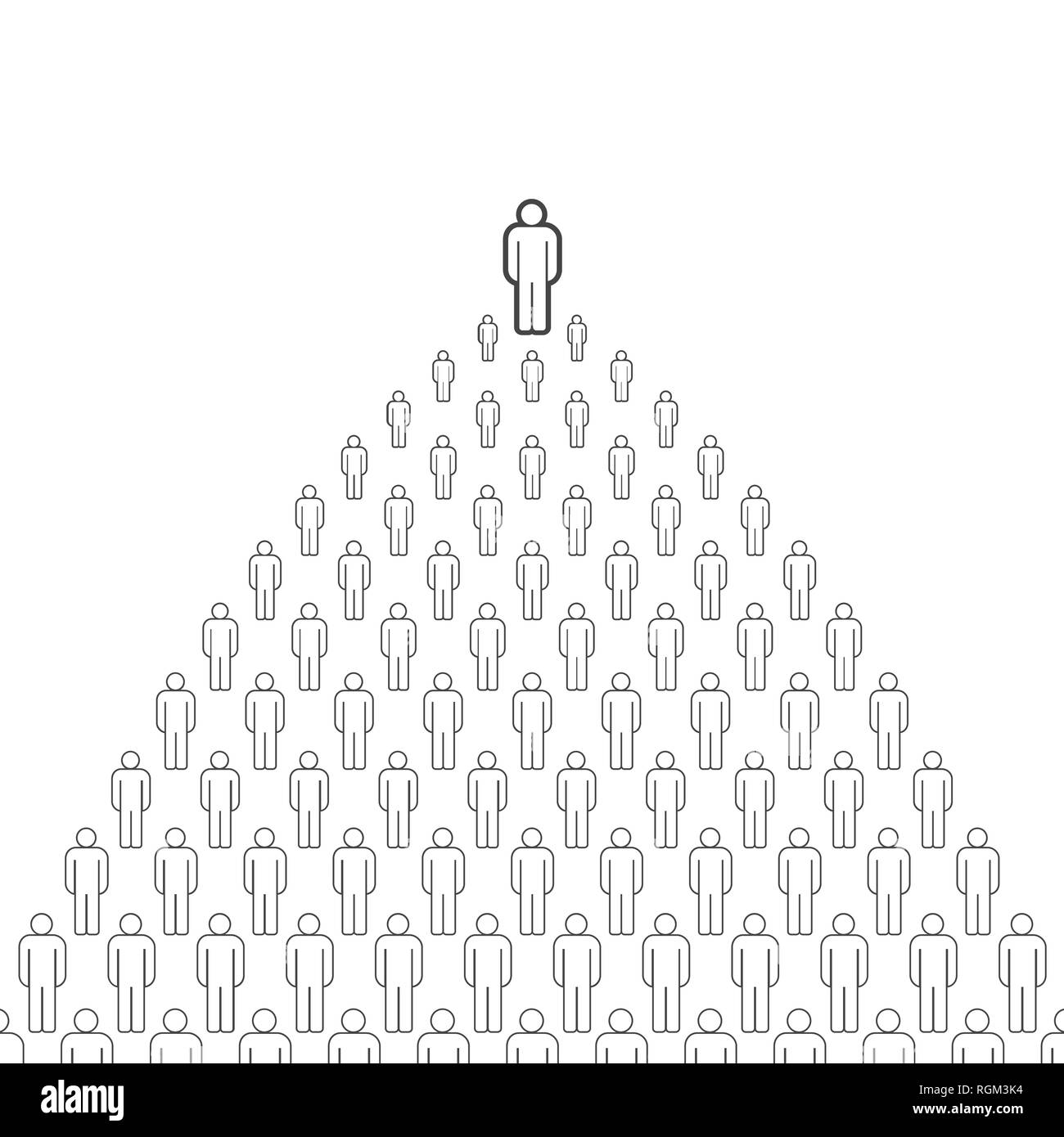 Boss, Team Leader and People Crowd Made of Simple Line Icons. Associate, Group of People. Stock Photo