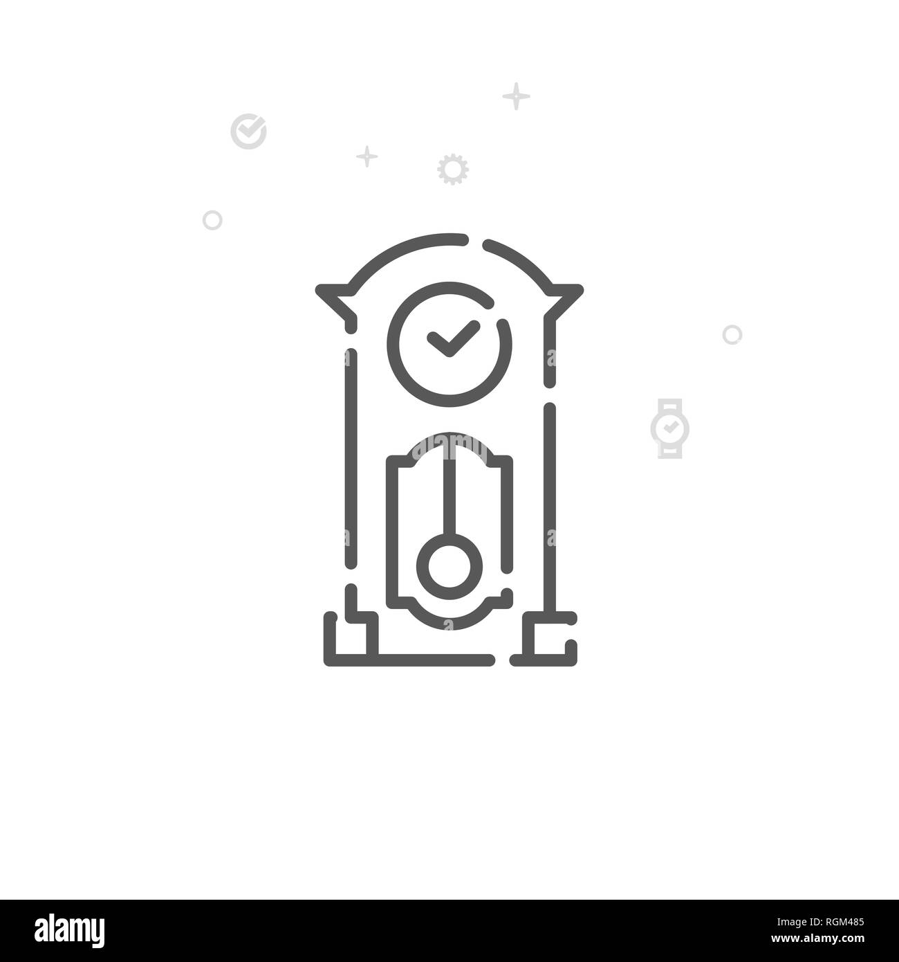 Grandfather Clock Line Icon. Antique Clock with Pendulum Symbol