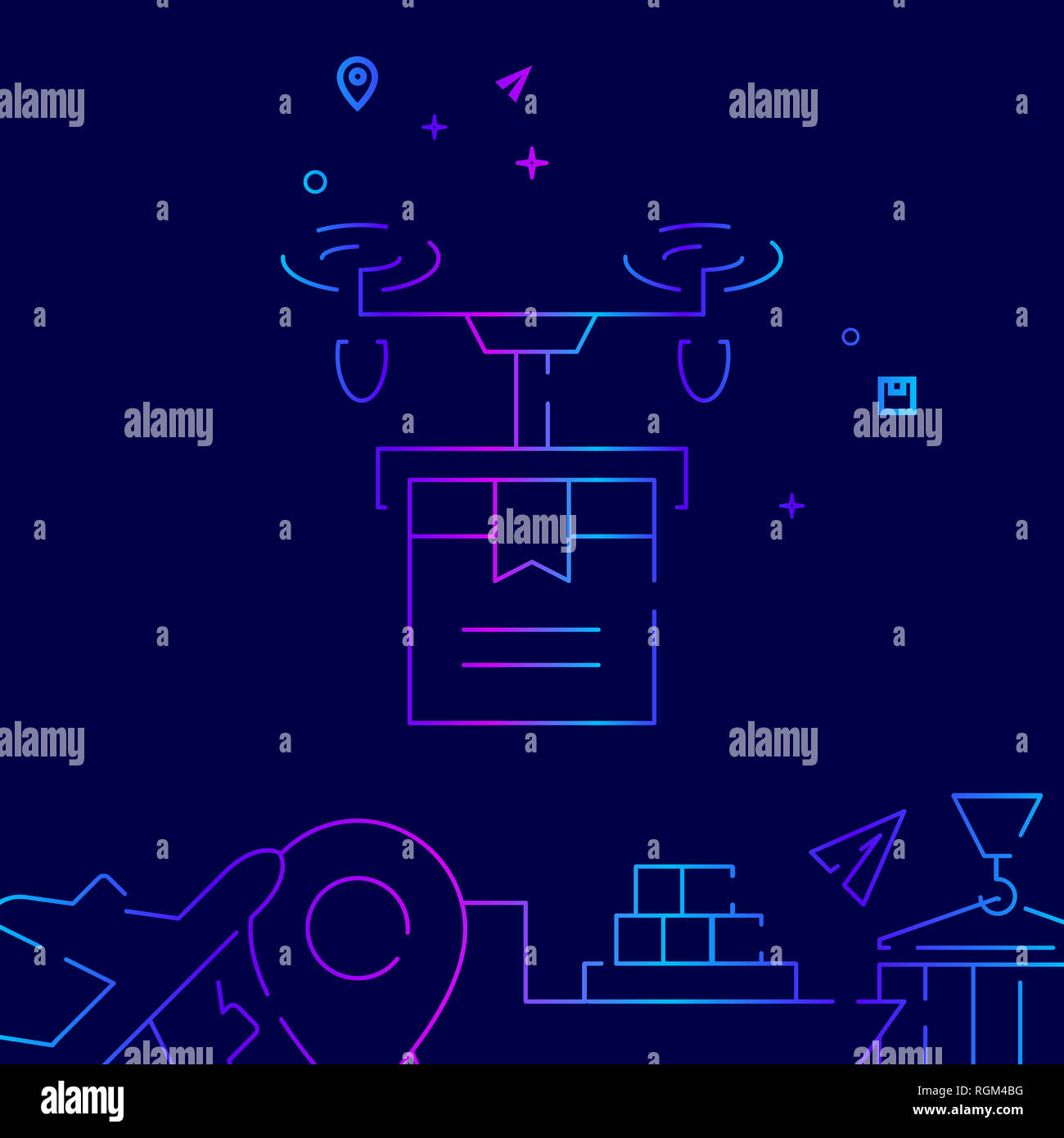 Delivery Drone Line Icon. Quadcopter Gradient Symbol, Pictogram, Sign ...