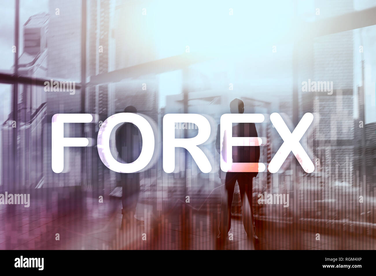 Forex Trading And Investment Concept On Double Exposure Blurred - 