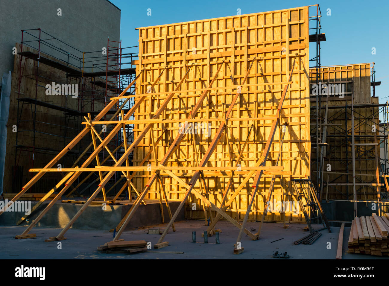 Wood Formwork of Wall Construction Site Stock Photo Alamy