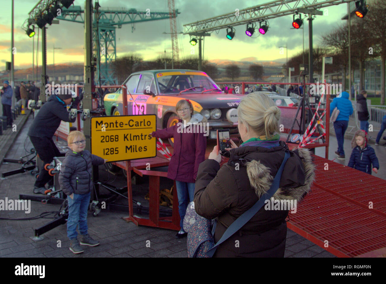 Clydebank, Glasgow, Scotland, UK,30th January, 2019. Clydebank saw the start of the Scottish leg of the Monte Carlo Rally 2019 with locals allowed to view the cars close up before the start. 2019 UK Credit: Gerard Ferry/Alamy Live News Stock Photo