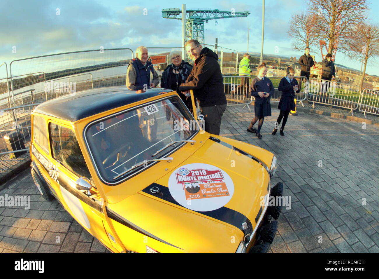 Clydebank, Glasgow, Scotland, UK,30th January, 2019. Clydebank saw the start of the Scottish leg of the Monte Carlo Rally 2019 with locals allowed to view the cars close up before the start. 2019 UK Credit: Gerard Ferry/Alamy Live News Stock Photo